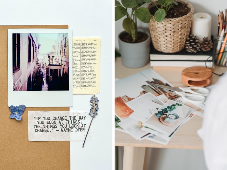 Have you tried art journaling yet? With these ideas you will create dynamic art journal pages and design your own journal book cover with collages.